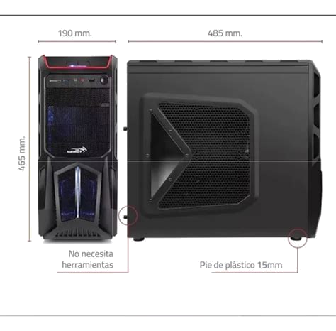 Gabinete Mid Tower Sentey Negro 0.6mm para ATX
