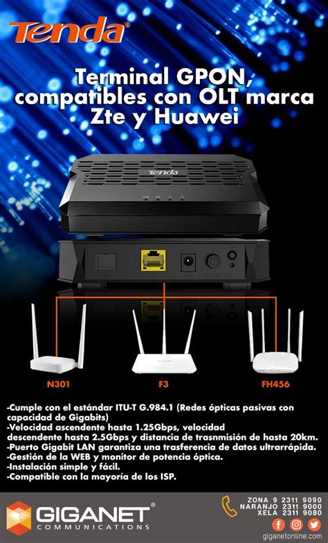 Router Tenda Easymesh Compatible con OLT Huawei/ZTE