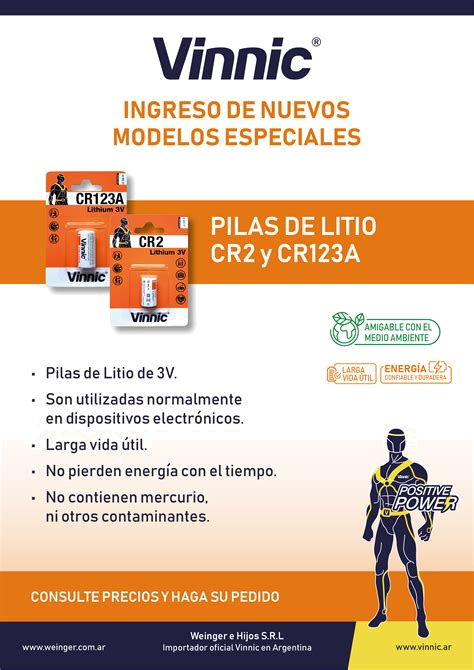 Pilas de Litio Vinnic C123A Especiales de Alta Capacidad